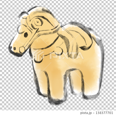 Ink painting, sumi-e (ink painting), watercolor painting, horse-shaped Haniwa (clay figure). Ink painting, sumi-e (ink painting), watercolor painting, horse-shaped Haniwa (clay figure). 138377701