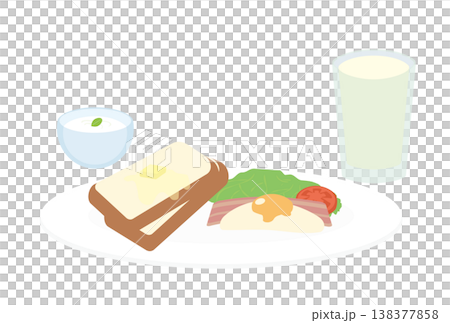 Toast breakfast set with milk and yogurt Toast breakfast set with milk and yogurt 138377858