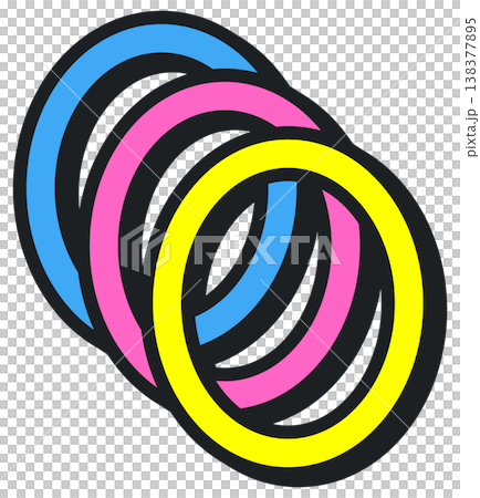 Modern Neo Brutalism Overlapping Rings Icon with Pop Art Bold Outlines Modern Neo Brutalism Overlapping Rings Icon with Pop Art Bold Outlines 138377895