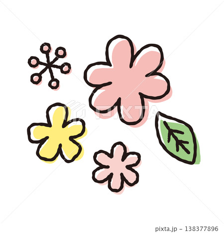 シンプルな花の手描きイラスト シンプルな花の手描きイラスト 138377896
