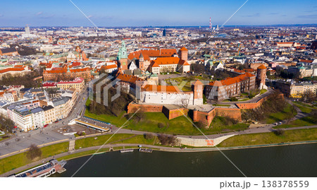 Wawel castle at Vistula river in Poland 138378559