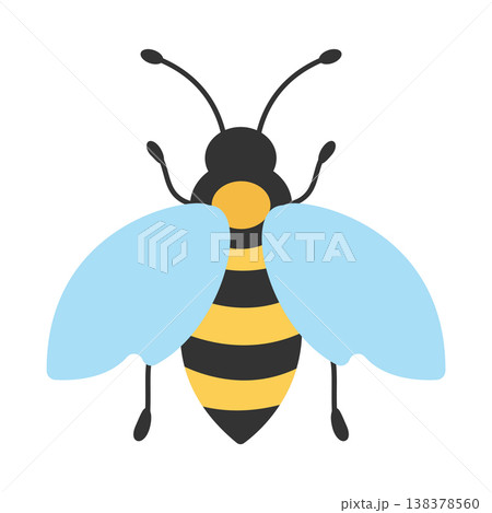 Simple illustration of a bee, a wasp, a hornet, a bumblebee. Vector illustration isolated on a white background. Hand-drawn. Flat style. 138378560