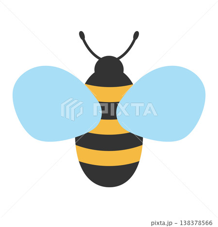 Simple illustration of a bee, a wasp, a hornet, a bumblebee. Vector illustration isolated on a white background. Hand-drawn. Flat style. 138378566