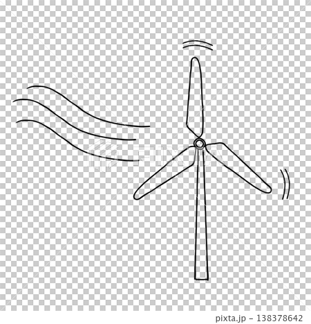 手描きのシンプルな風力タービン 138378642