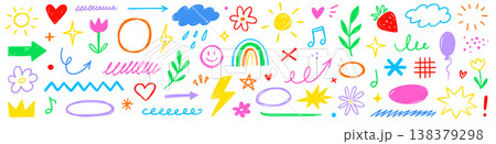 Crayon line icon pastel set. Crayon line icon hand drawn pencil pastel color brush chalk scribble texture. Cute kid children rainbow heart star sun cloud flower baby smile. Vector Crayon line icon pastel set. Crayon line icon hand drawn pencil pastel color brush chalk scribble texture. Cute kid children rainbow heart star sun cloud flower baby smile. Vector 138379298