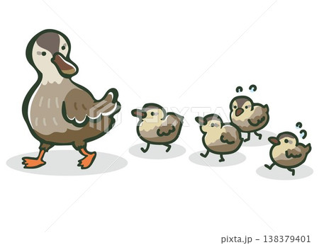 カルガモの親子 138379401