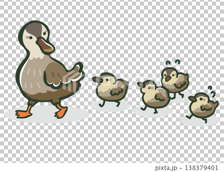 カルガモの親子 138379401