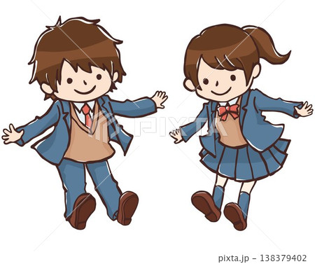 宙に浮いているような学生(男女) 宙に浮いているような学生(男女) 138379402