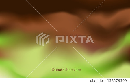 Dubai Chocolate luxury abstract vector gradient background. Smooth brown, chocolate, and pistachio green wave forms. Modern minimal design for sweets, dessert packaging, or cover. 138379599