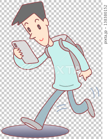 Smartphone-related illustrations - smartphones, walking while using a smartphone, manholes, falling 138380152