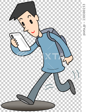 與智慧型手機相關的插畫－智慧型手機、邊走邊使用智慧型手機、井蓋、跌倒 138380153