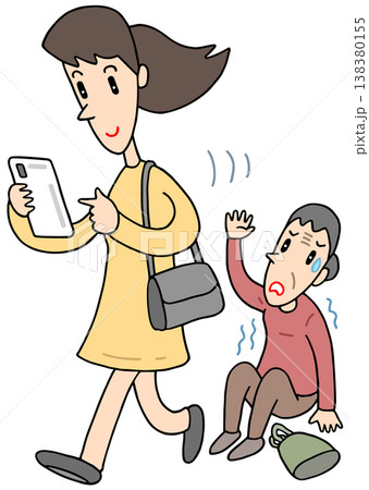 スマホ関連のイラスト - スマートフォン・歩きスマホ・介助要請・見過ごし スマホ関連のイラスト - スマートフォン・歩きスマホ・介助要請・見過ごし 138380155