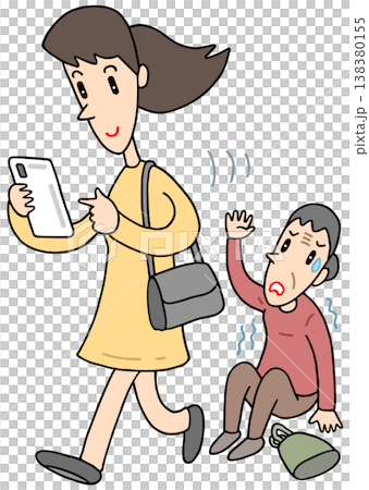 スマホ関連のイラスト - スマートフォン・歩きスマホ・介助要請・見過ごし スマホ関連のイラスト - スマートフォン・歩きスマホ・介助要請・見過ごし 138380155
