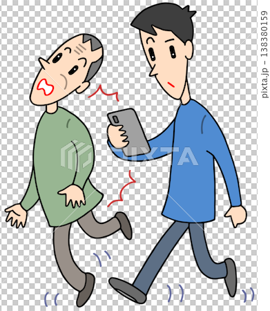スマホ関連のイラスト - スマートフォン・歩きスマホ・前方不注意・追突 138380159