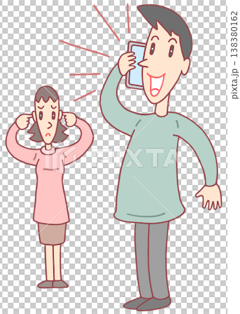スマホ関連のイラスト - スマートフォン・大声・話し声・騒音・迷惑 138380162