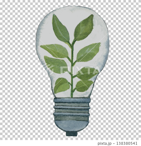 Green Leaf Light Bulb Eco Concept 138380541