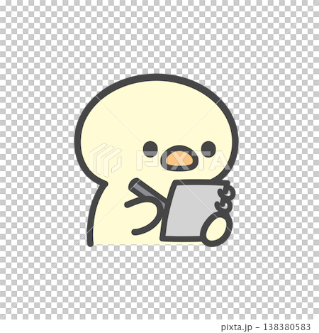 メモを取るひよこの手書きイラスト　記録・ノート・勉強・仕事・ビジネス・学習 138380583