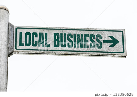 LOCAL BUSINESS Directional Arrow Sign Pointing Right On Isolated Background 138380629
