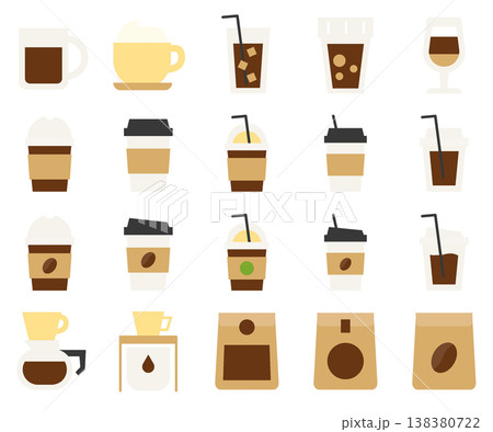 Cafe Icon Set - Flat Color Cafe Icon Set - Flat Color 138380722