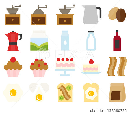 Cafe Icon Set - Flat Color Cafe Icon Set - Flat Color 138380723