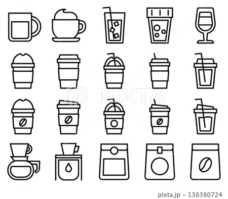Cafe Icon Set - Line Outline Cafe Icon Set - Line Outline 138380724