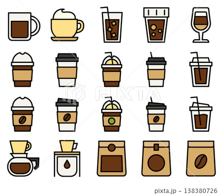 Cafe Icon Set - Colored Outline Cafe Icon Set - Colored Outline 138380726