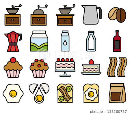 Cafe Icon Set - Colored Outline Cafe Icon Set - Colored Outline 138380727