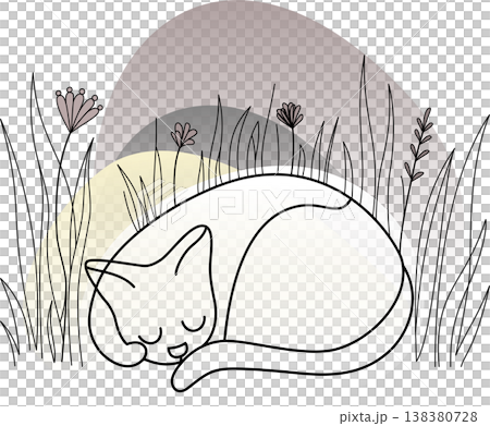 Sleeping Cat in Grass Sleeping Cat in Grass 138380728