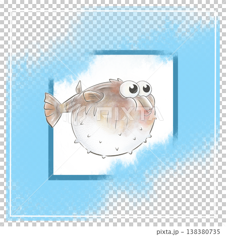 Cute Pufferfish Cartoon Illustration for game casual Cute Pufferfish Cartoon Illustration for game casual 138380735