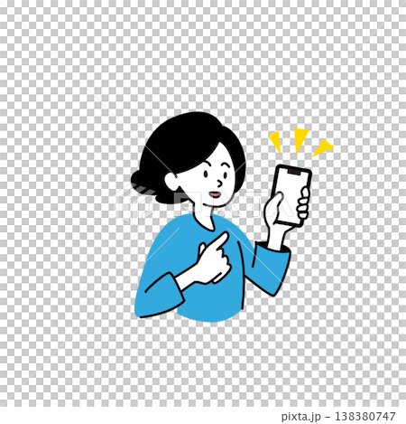 Vector illustration of a woman operating a smartphone 138380747