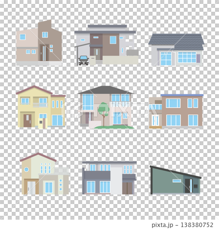 一軒家の住宅イラスト 138380752