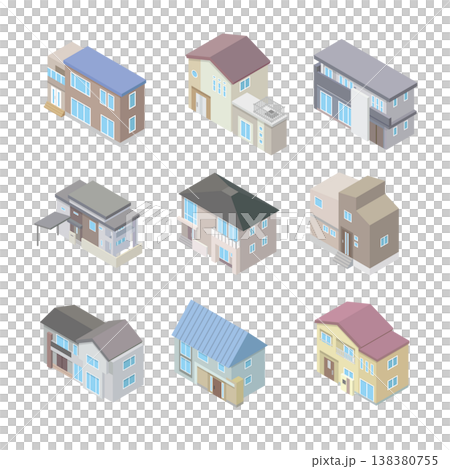 一組獨立式住宅的插圖。 138380755