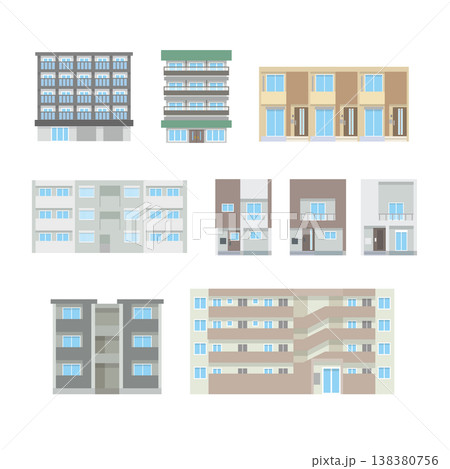 住宅街イラストセット 住宅街イラストセット 138380756