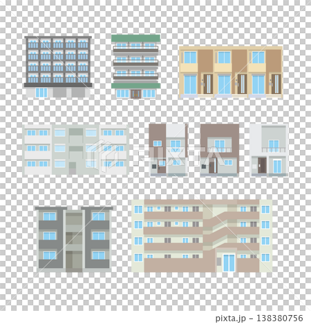 住宅街イラストセット 住宅街イラストセット 138380756