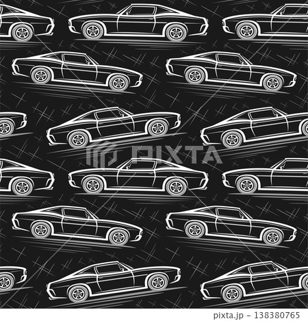 Vector Muscle Car seamless pattern 138380765