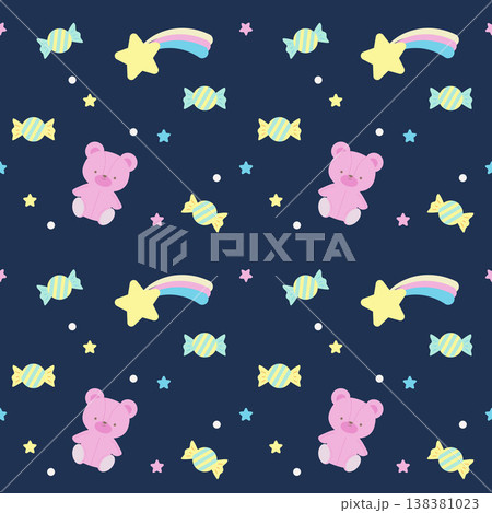 可愛いクマのシームレスパターン背景 可愛いクマのシームレスパターン背景 138381023
