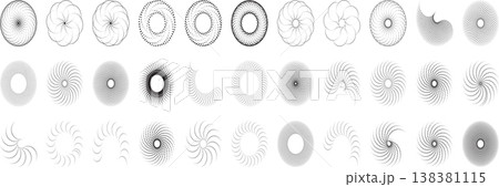 Collection of abstract geometric circular patterns and radial shapes 138381115