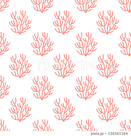 Coral pattern seamless flat hand-drawn pink marine reef background nursery textile and wallpaper design Coral pattern seamless flat hand-drawn pink marine reef background nursery textile and wallpaper design 138381164