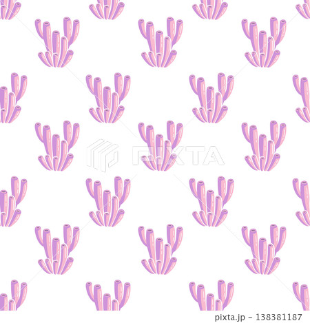 Coral sponge seamless pattern flat vector minimalist pink violet marine background underwater nature ornament for nursery textile decoration 138381187