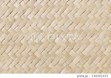 Pattern of old reed weaving mat with vintage style for background and design art work. 138381431