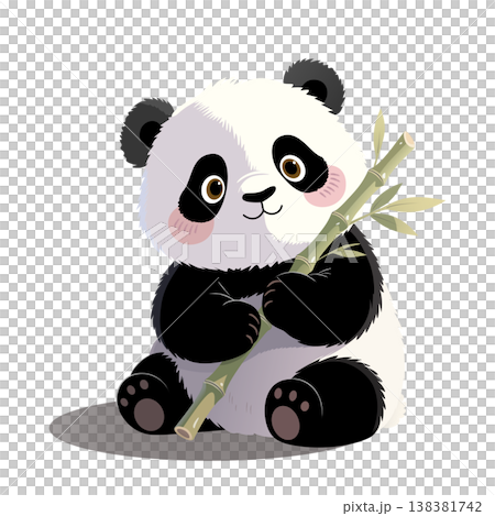 Cute Baby Panda with Bamboo Cute Baby Panda with Bamboo 138381742