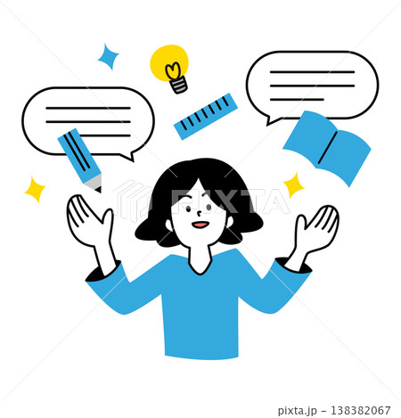勉強する女性のベクターイラスト 勉強する女性のベクターイラスト 138382067