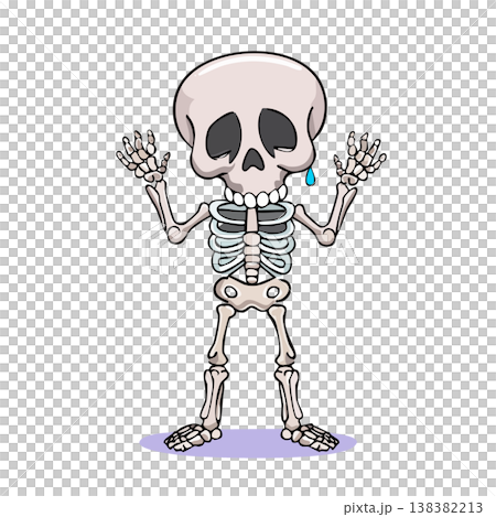 動きのある骨格、可愛い骸骨のイラスト、泣いている 138382213