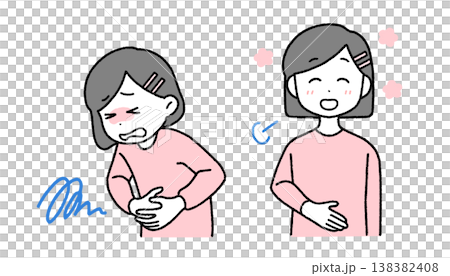 Illustration set for children's stomach problems and how to improve them | Menstruation, constipation, healthcare 138382408