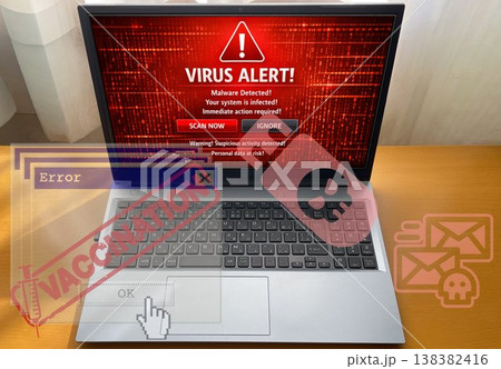 個人データへの脅威とウイルス警告 138382416