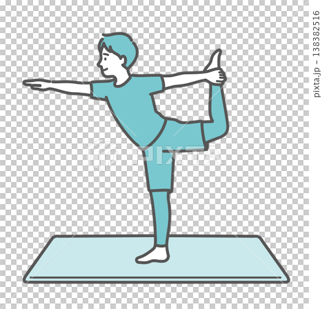 笑顔でヨガのダンサーのポーズをする男性のイラスト 138382516