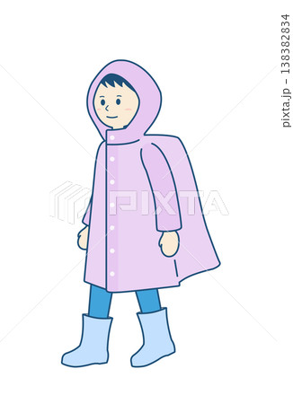 雨の日のイラスト素材 ランドセルを背負ってレインコートを着る子供のイラスト 雨の日のイラスト素材 ランドセルを背負ってレインコートを着る子供のイラスト 138382834
