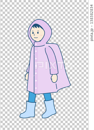 雨の日のイラスト素材 ランドセルを背負ってレインコートを着る子供のイラスト 雨の日のイラスト素材 ランドセルを背負ってレインコートを着る子供のイラスト 138382834
