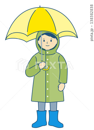 雨の日のイラスト素材 レインコートを着て傘をさす子供のイラスト 雨の日のイラスト素材 レインコートを着て傘をさす子供のイラスト 138382838