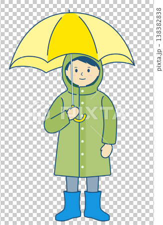 雨の日のイラスト素材 レインコートを着て傘をさす子供のイラスト 雨の日のイラスト素材 レインコートを着て傘をさす子供のイラスト 138382838